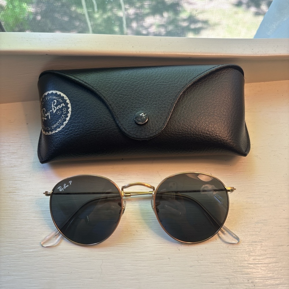 Ray-Ban Gold Frame Sunglasses with Black Lenses